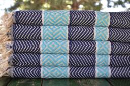"Dark Blue Towel, Bath Peshtemal, Cotton Peshtemal, Soft Towel, 40""x70"
