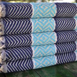 "Dark Blue Towel, Bath Peshtemal, Cotton Peshtemal, Soft Towel, 40""x70" - thumbnail 3