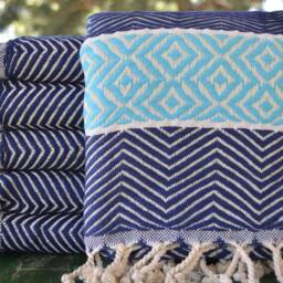 "Dark Blue Towel, Bath Peshtemal, Cotton Peshtemal, Soft Towel, 40""x70" - thumbnail 2