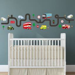 Transportation Fabric Wall Stickers Nursery Car, Bus, Tractor Decals - thumbnail 2