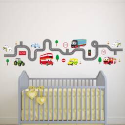 Transportation Fabric Wall Stickers Nursery Car, Bus, Tractor Decals - thumbnail 1