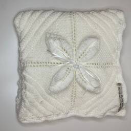 Hand Knitted Baby Pram Blanket White Rosebud Design - thumbnail 3