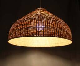 Handwoven Bamboo Pendant Light Rustic Kitchen Island Lighting - 21.6