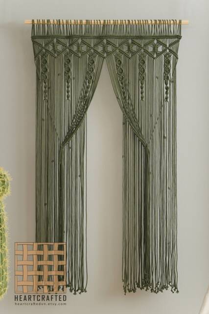 Macrame Curtain, Modern Wall Art, Door Window Macrame, Farmhouse Decor, Bedroom Valance, Bohemian Tapestry, Housewarming Gift C06 - image 1