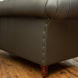 British Handmade Grey Steel Leather 2 Seater Chesterfield Sofa - thumbnail 4