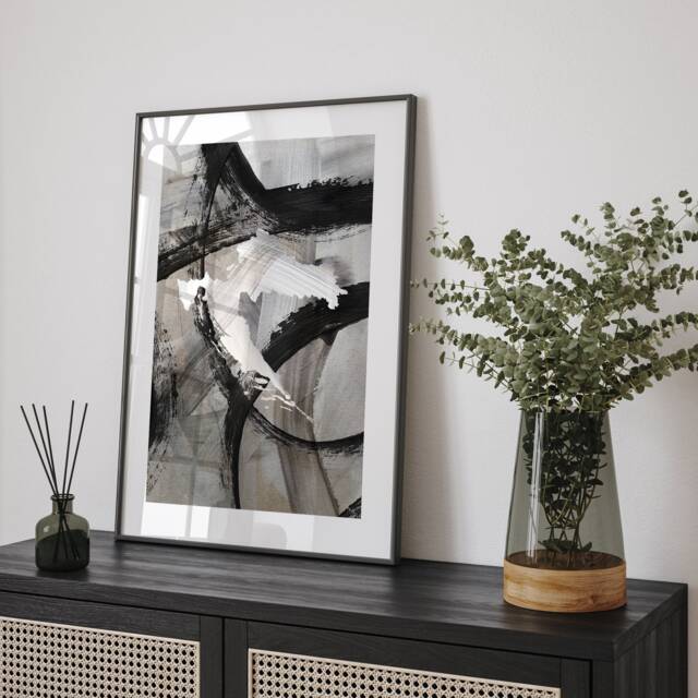 Croatia Map - Black & Grey Abstract Painting Of Wall Art Print Traval Poster - image 1