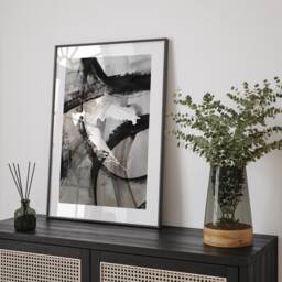 Croatia Map - Black & Grey Abstract Painting Of Wall Art Print Traval Poster - thumbnail 1