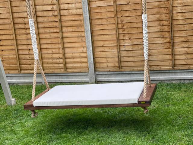 Extra Large Walnut Swing Bench Handmade Wooden Garden - image 1