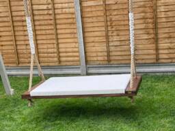 Extra Large Walnut Swing Bench Handmade Wooden Garden - thumbnail 1