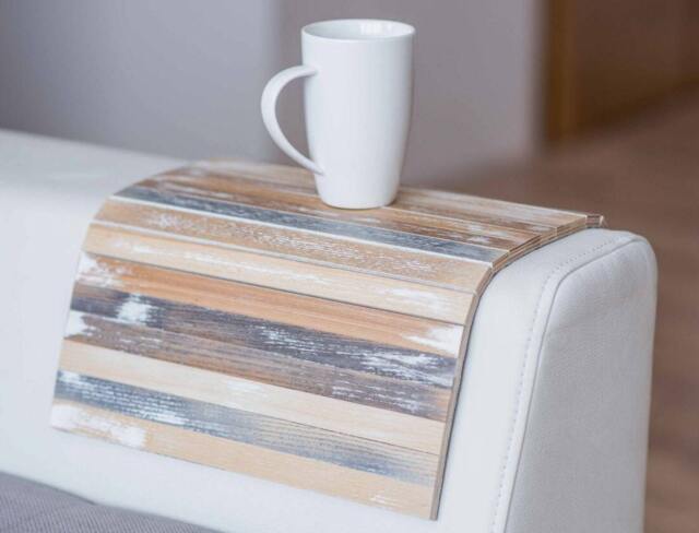 Wooden Sofa Arm Tray Table Couch Bedside Wood Coaster Coffee Cup Foldable Protector Mat Tv Chair Armrest Caddy End Tables Trays Vintage - image 1