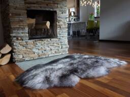 Original Black & White Rug Mouflon Genuine Natural Sheepskin Rugs Rug Throw Carpet Outdoor , Shag