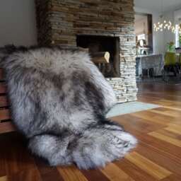 Original Black & White Rug Mouflon Genuine Natural Sheepskin Rugs Rug Throw Carpet Outdoor , Shag - thumbnail 2