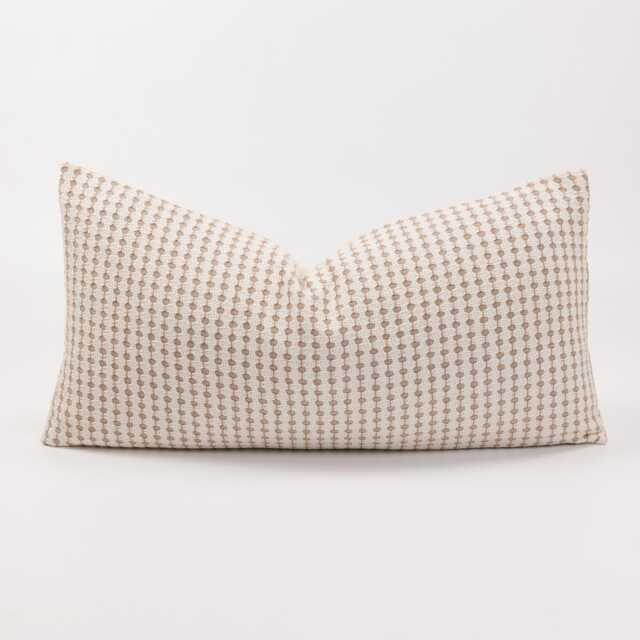 Earthy Brown & Beige Cotton Linen Pillow Cover, Kapok Insert - image 1