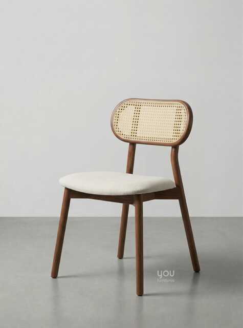 Wooden Rattan Dining Chair - Personalized Seat, Solid Wood Frame - image 1