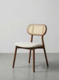 Wooden Rattan Dining Chair - Personalized Seat, Solid Wood Frame - thumbnail 1