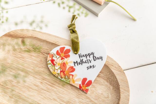 Floral Orange Personalised Heart Wall Hanging - Mother's Day Acrylic Keepsake Token - image 1