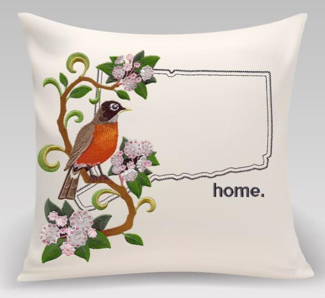 Connecticut Rob & Mountain Laurel Medley-Embroidered With Feather Insert - image 1