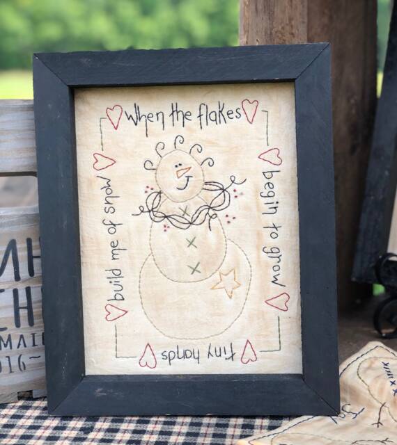 When The Flakes Primitive Stitchery Framed Print - image 1