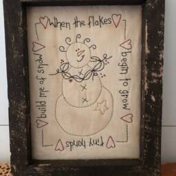 When The Flakes Primitive Stitchery Framed Print - thumbnail 3
