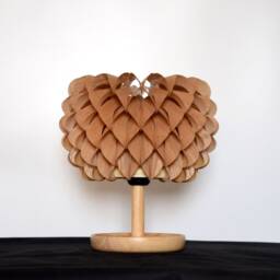 Table Lamp, Dahlia Lamp, Wooden Desk Lamp, Bedroom Decor Lamp, Asian Ash Veneer Shade, Asian Base - thumbnail 2