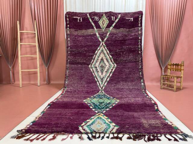 Vintage Beni Ourain Rug Moroccan Handmade Wool Carpet - 5x11Ft - image 1