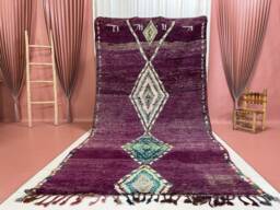 Vintage Beni Ourain Rug Moroccan Handmade Wool Carpet - 5x11Ft
