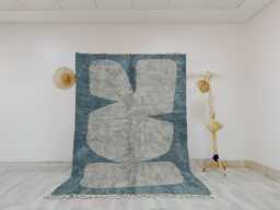 Modern Abstract Rug - Plush Dusty Blue & Light Gray Shaggy Area Carpet - thumbnail 1