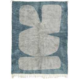 Modern Abstract Rug - Plush Dusty Blue & Light Gray Shaggy Area Carpet - thumbnail 3