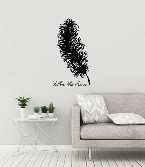 Inspirational Quote Vinyl Wall Decal Feather Saying Motivational Interior Stickers Mural 2944Di - image 1