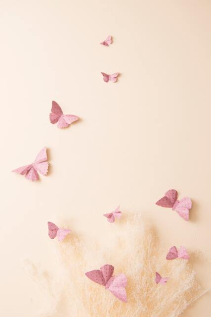 Pink Butterfly Wall Decals, Paper Butterflies Nursery Decor - image 1