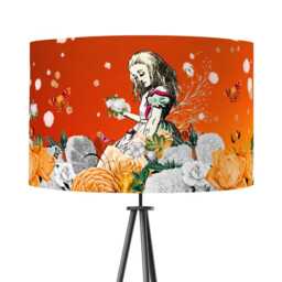 Lampshade Alice in Wonderland Bright Orange Velvet - Drum Lamp Shade 25cm 30cm 35cm 40cm 45cm Table Lamp Shade, Ceiling Shade, Pendant - thumbnail 3