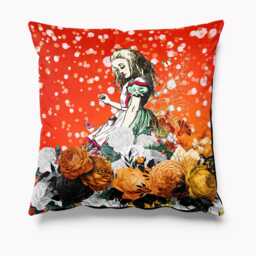 Lampshade Alice in Wonderland Bright Orange Velvet - Drum Lamp Shade 25cm 30cm 35cm 40cm 45cm Table Lamp Shade, Ceiling Shade, Pendant - thumbnail 4