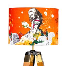 Lampshade Alice in Wonderland Bright Orange Velvet - Drum Lamp Shade 25cm 30cm 35cm 40cm 45cm Table Lamp Shade, Ceiling Shade, Pendant