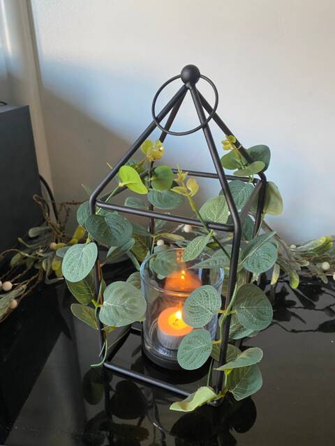 Christmas Candle Lantern Artificial Eucalyptus Foliage Ornament Home Decor Decorative Decoration Gift Housewarming Valentines - image 1