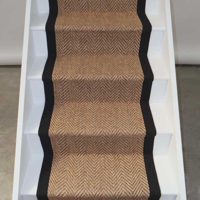 Herringbone Cotswold Stair Runner With 100% Black Cotton Border - image 1