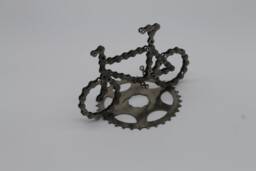 Mountain Bike With Sprocket Stand Made From Recycled Chain