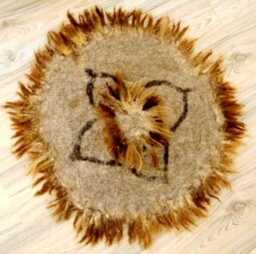 Abstract Felt Tapestry, Handmade, Wool Wall Art, Fiber Art Rug - 70cm - thumbnail 3