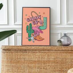 Giddy Up Cowgirl Art Print - A5 A4 A3 Unframed Poster Home Decor Wall Western Themed Quote Cowboy Boots Yeehaw - thumbnail 3