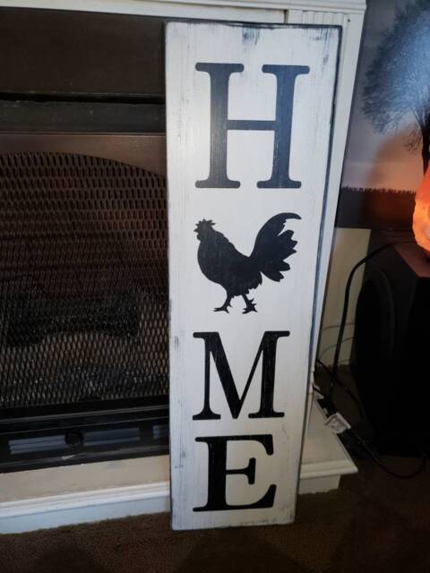 Home Rooster Sign Distressed Wood Vertical Rustic Entryway Wall Hanging Large Kitchen Primitive Farmhouse Decoration Fixer Upper - image 1