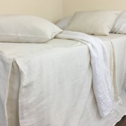 Cream Linen Beds Cover With Tailored Pleats, Bedspread - Warm Color Embrace - thumbnail 3