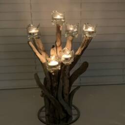 Handmade Driftwood Candelabra With Glass Tealight Holders - thumbnail 4