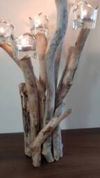 Handmade Driftwood Candelabra With Glass Tealight Holders - thumbnail 3