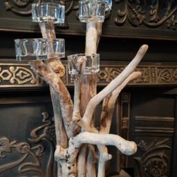 Handmade Driftwood Candelabra With Glass Tealight Holders - thumbnail 2