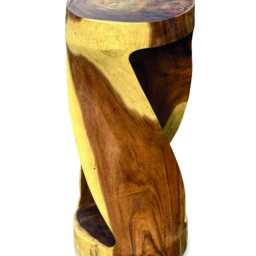 Round Top Suar Twist Side Table High 80cm - thumbnail 2