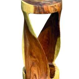 Round Top Suar Twist Side Table High 80cm - thumbnail 3