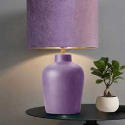 New Luxury Premium Quality Glamour Lavender Aubergine Purple Velvet Fabric With Brushed Metallics Lining Lamp Shade Pendant Light - thumbnail 2
