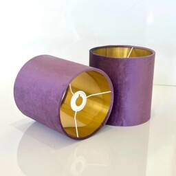 New Luxury Premium Quality Glamour Lavender Aubergine Purple Velvet Fabric With Brushed Metallics Lining Lamp Shade Pendant Light - thumbnail 3