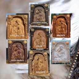Oak Wood Annunciation Plaque Carved Religious Wall Art Personalized, 8 Colors, Xs-Xxl, Tax Free - thumbnail 2