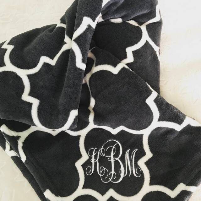 Personalized Plush Blanket - Embroidered Monogram Throw - image 1
