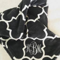 Personalized Plush Blanket - Embroidered Monogram Throw - thumbnail 1